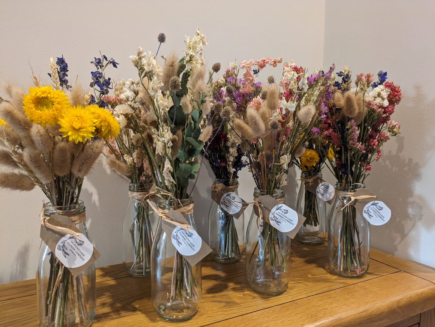 Dried Flower Milk Bottle Posies