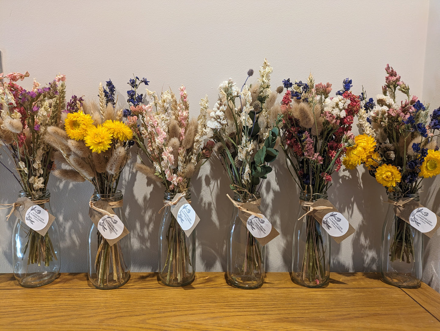 Dried Flower Milk Bottle Posies