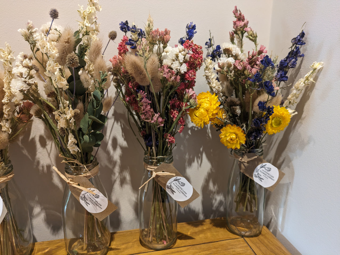 Dried Flower Milk Bottle Posies